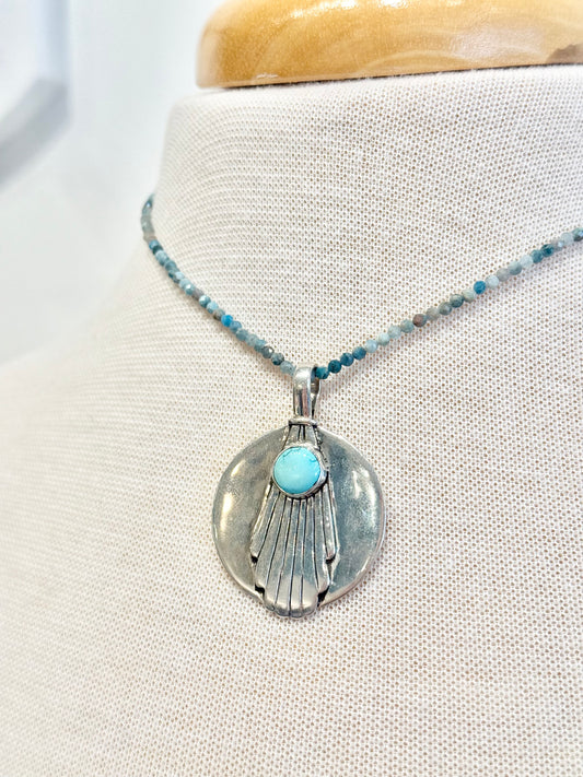 Native American Inspired Sterling Silver & Turquoise Pendant by Fosilart