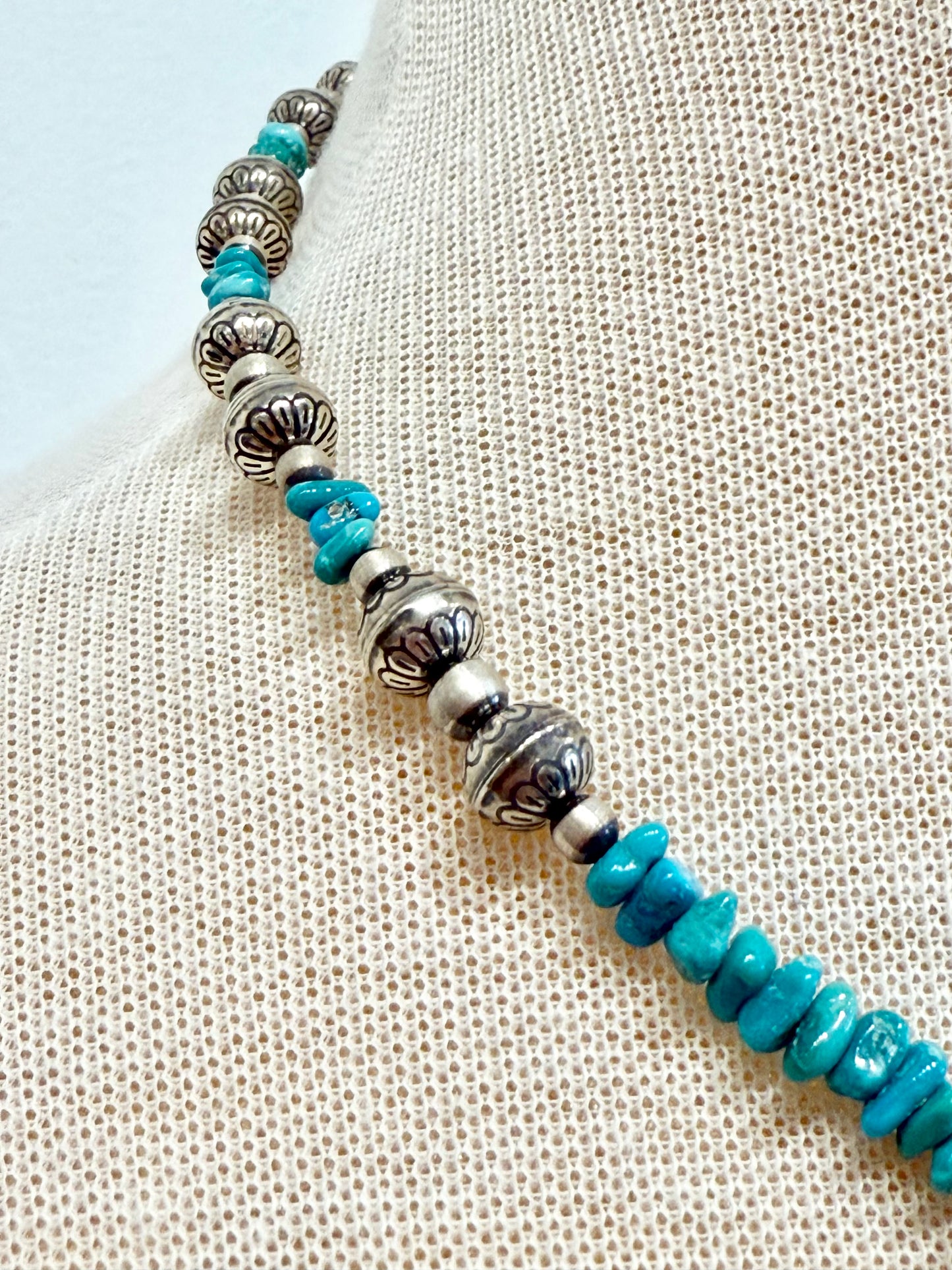 Handmade Native American Turquoise & Sterling Silver Necklace by Sunwest Silver