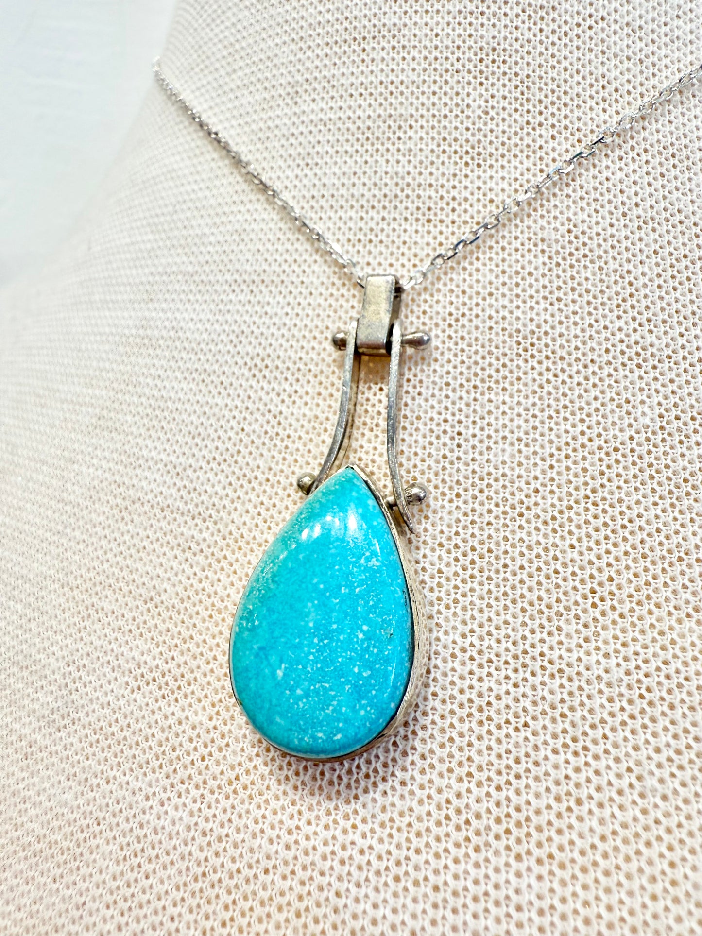 Turquoise & Sterling Silver Pendant Necklace by Tiger Mountain