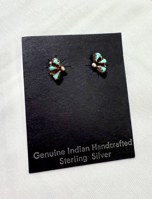 Zuni Petit Point Turquoise Stud Earrings by Alzuni