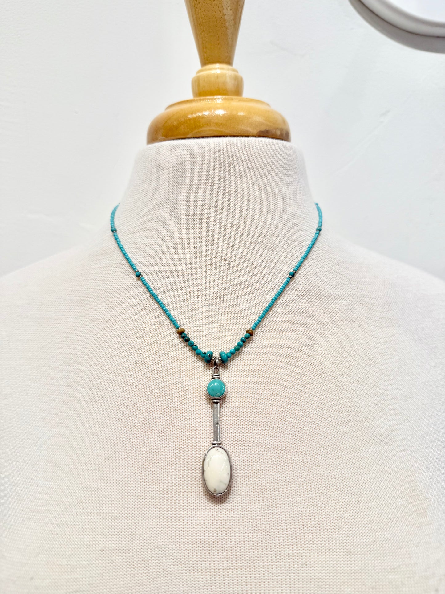 Egyptian Inspired Fossil Walrus Ivory & Sterling Silver Beaded Necklace by Fosilart