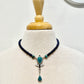 Egyptian Inspired Turquoise & Sterling Silver Pendant W/ Lapis Beaded Necklace by Fosilart