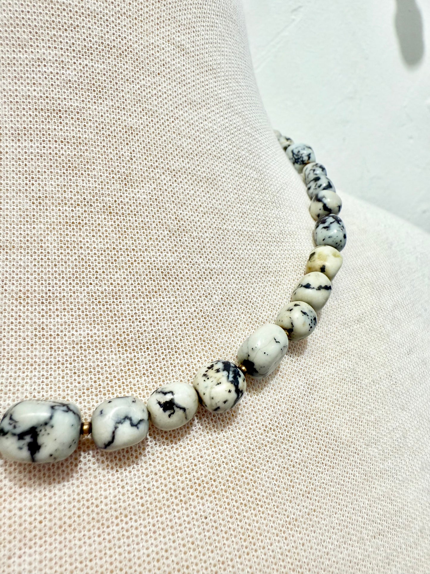 Vintage White Buffalo Bead Necklace by Claudia Dodson