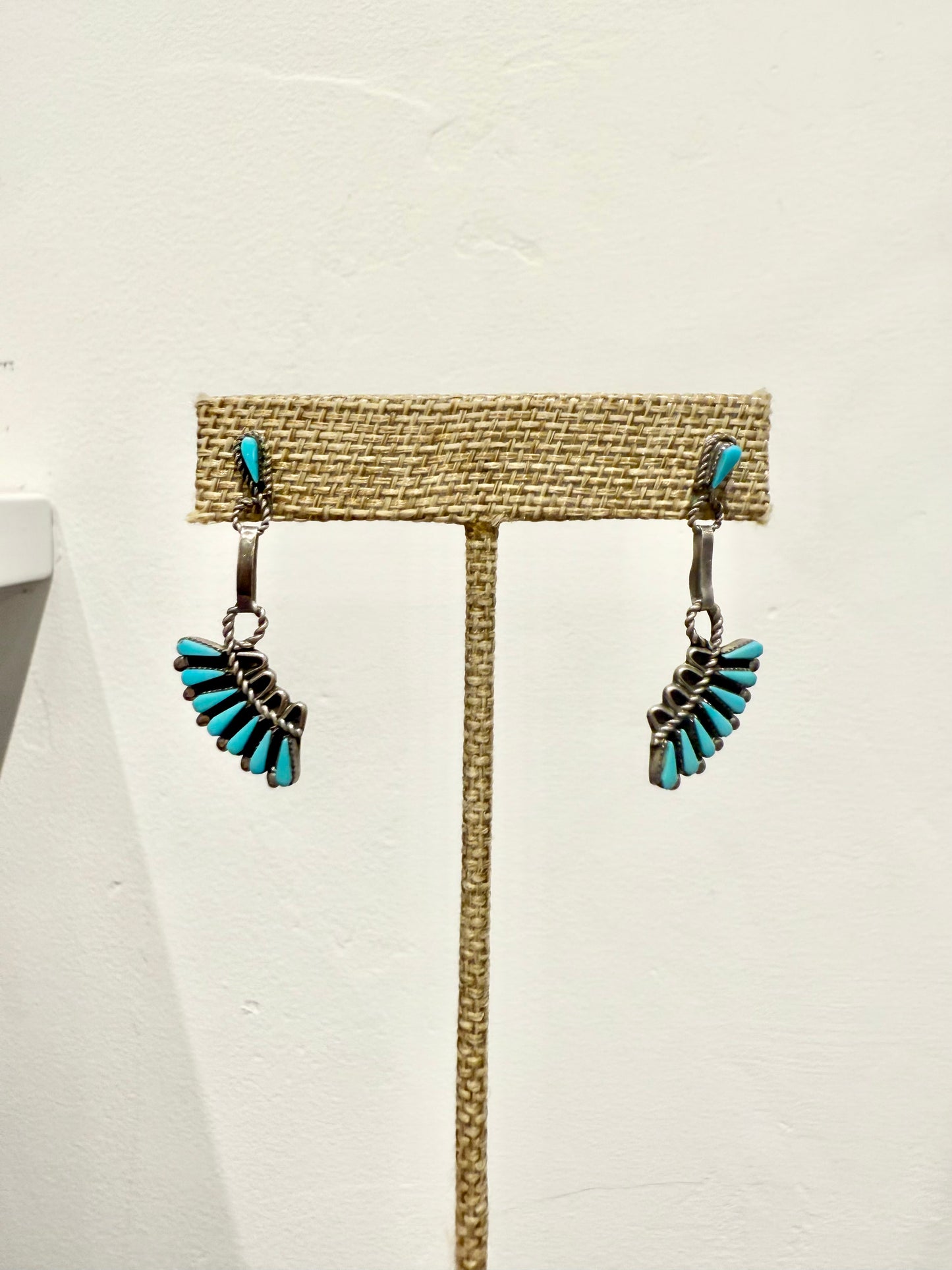 Zuni Petit Point Turquoise Sterling Silver Earrings by Alzuni