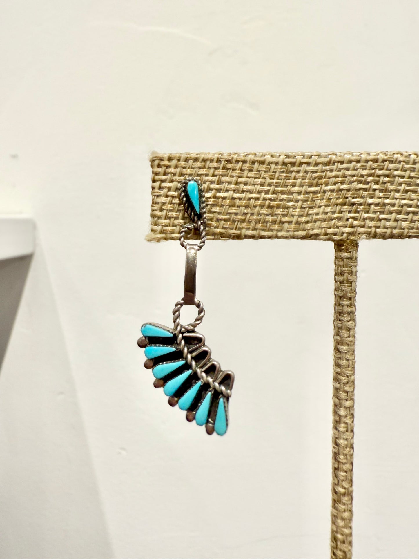 Zuni Petit Point Turquoise Sterling Silver Earrings by Alzuni