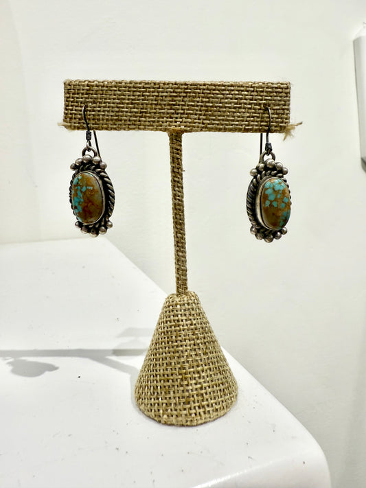 #8 Turquoise & Sterling Silver Earrings Handmade Native American Jewelry by Alzuni