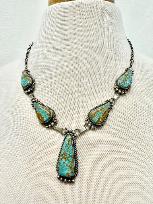 #8 Turquoise & Sterling Silver Necklace Handmade by Alzuni