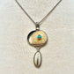 Fossil Walrus Ivory, Turquoise & Sterling Silver Pendant W Sterling Silver Popcorn Chain by Fosilart