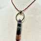 Fluorite Crystal Pendant with Garnet Bead Strand Necklace by Everything Tibetan