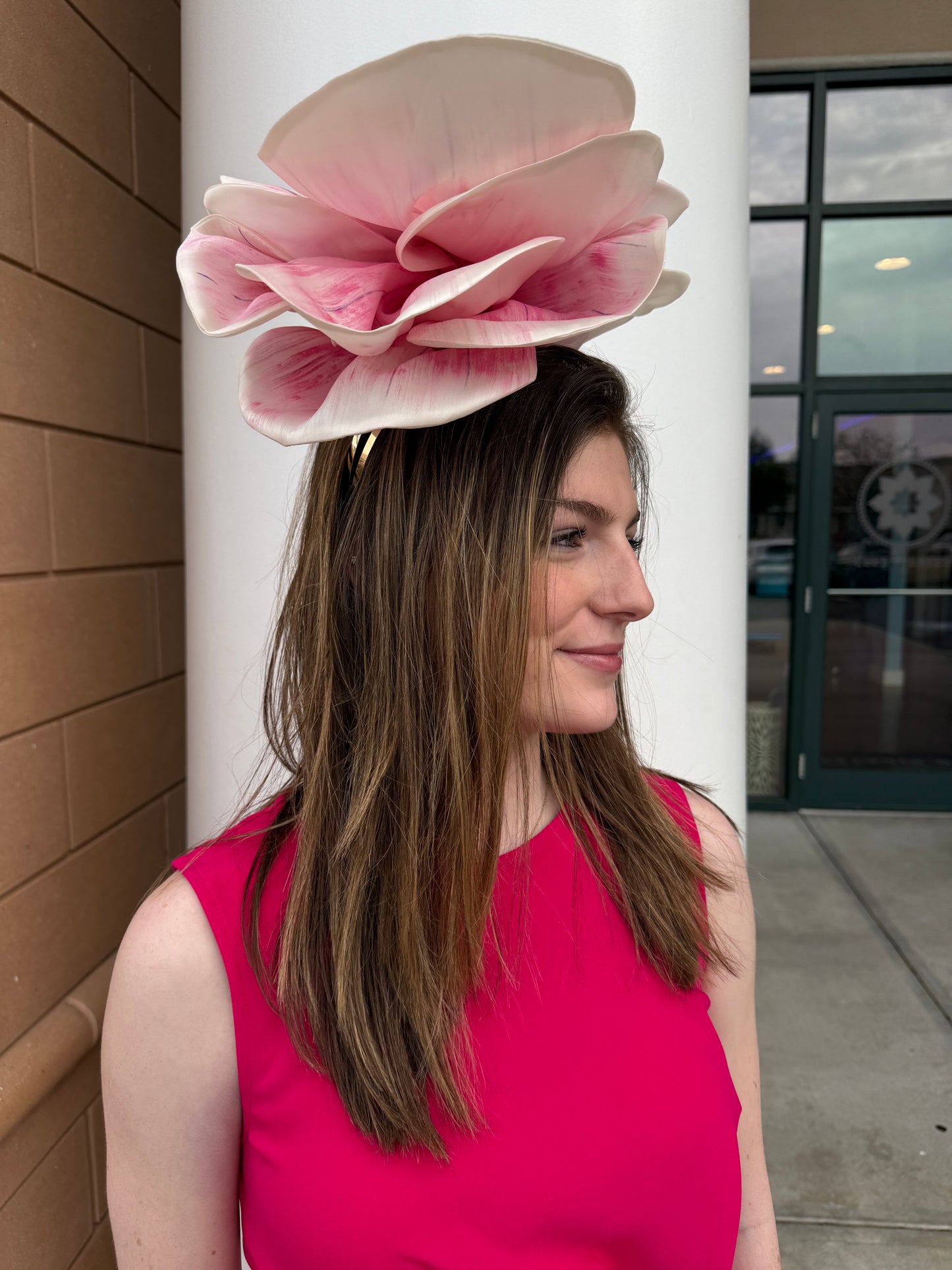 Beth Hat by Christine A Moore Millinery in Ivory/Fuschia