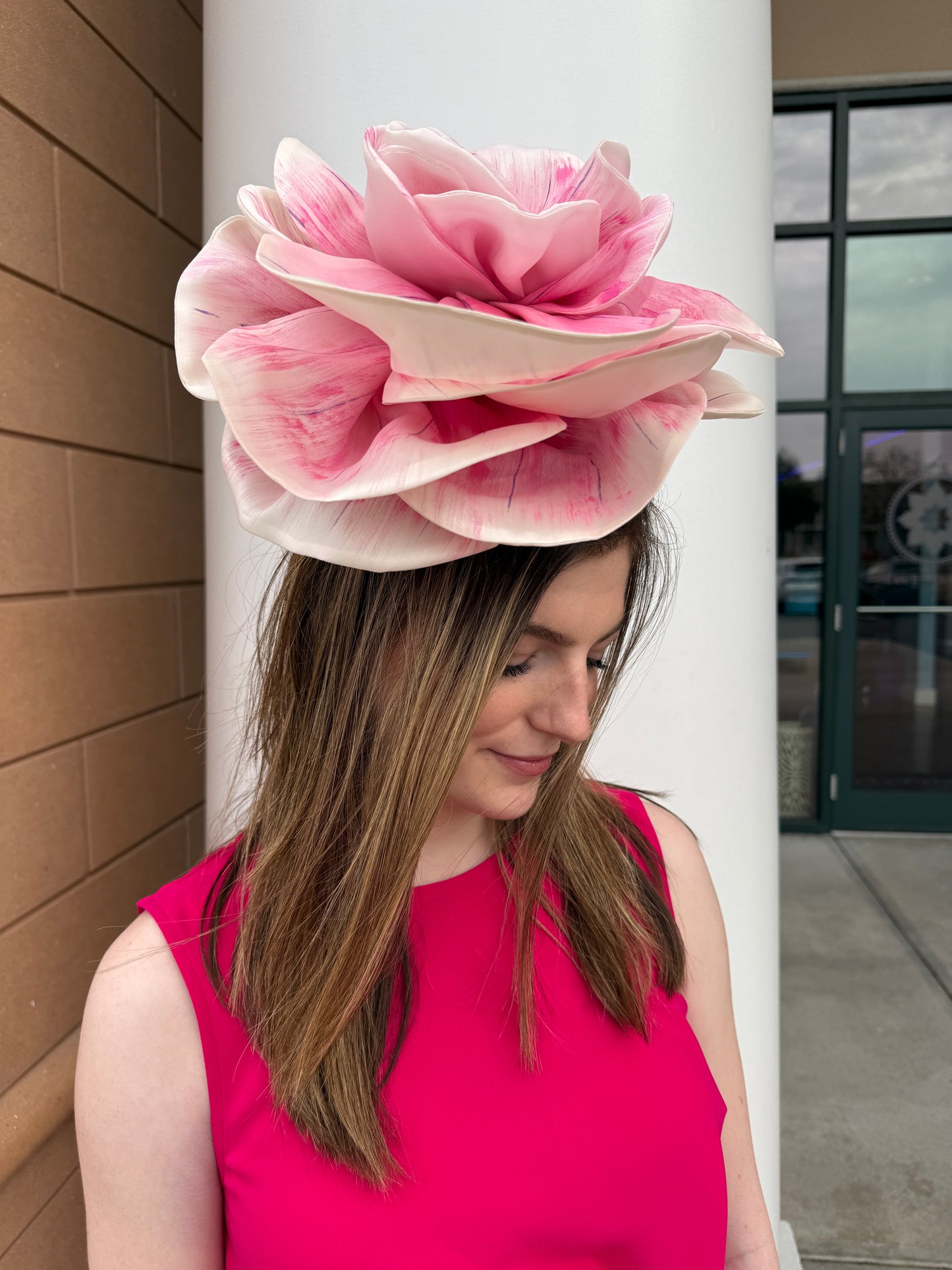 Beth Hat by Christine A Moore Millinery in Ivory/Fuschia