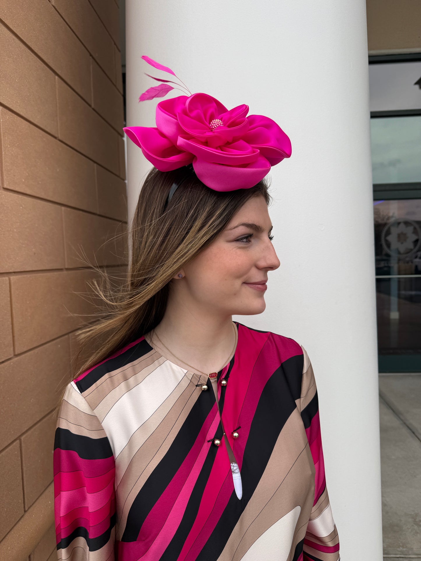 Rusalia Hat by Christine A Moore Millinery in Fuschia/Hot Pink