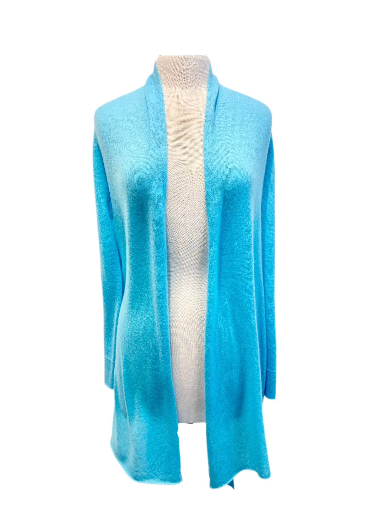 Classic Cashmere Cardigan by Incashmere in Aqua Sea