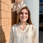Ashlina Hat by Christine A Moore Millinery in Ivory/Blush/Tan
