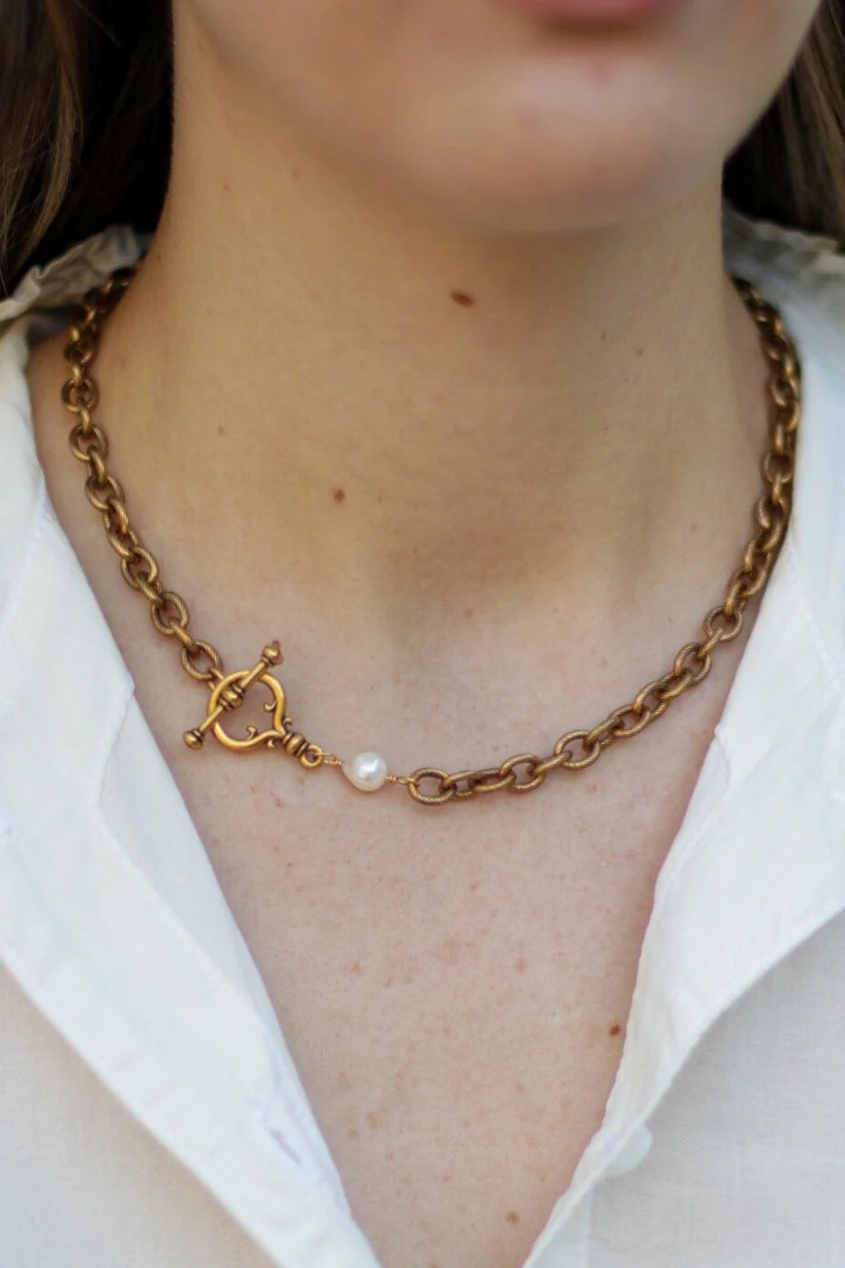 18" Sercie Necklace w/Pearl by Ex Voto