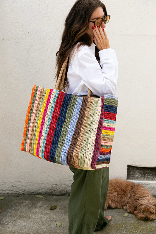 Monterey Paper Straw Tote Bag by Wyeth in Multi Large