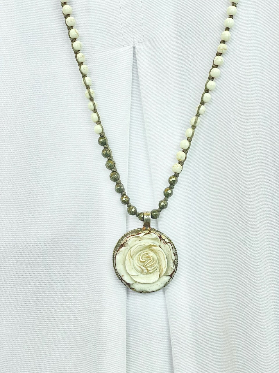 Rose White/Howlite Necklace by Paula Carvalho Designs