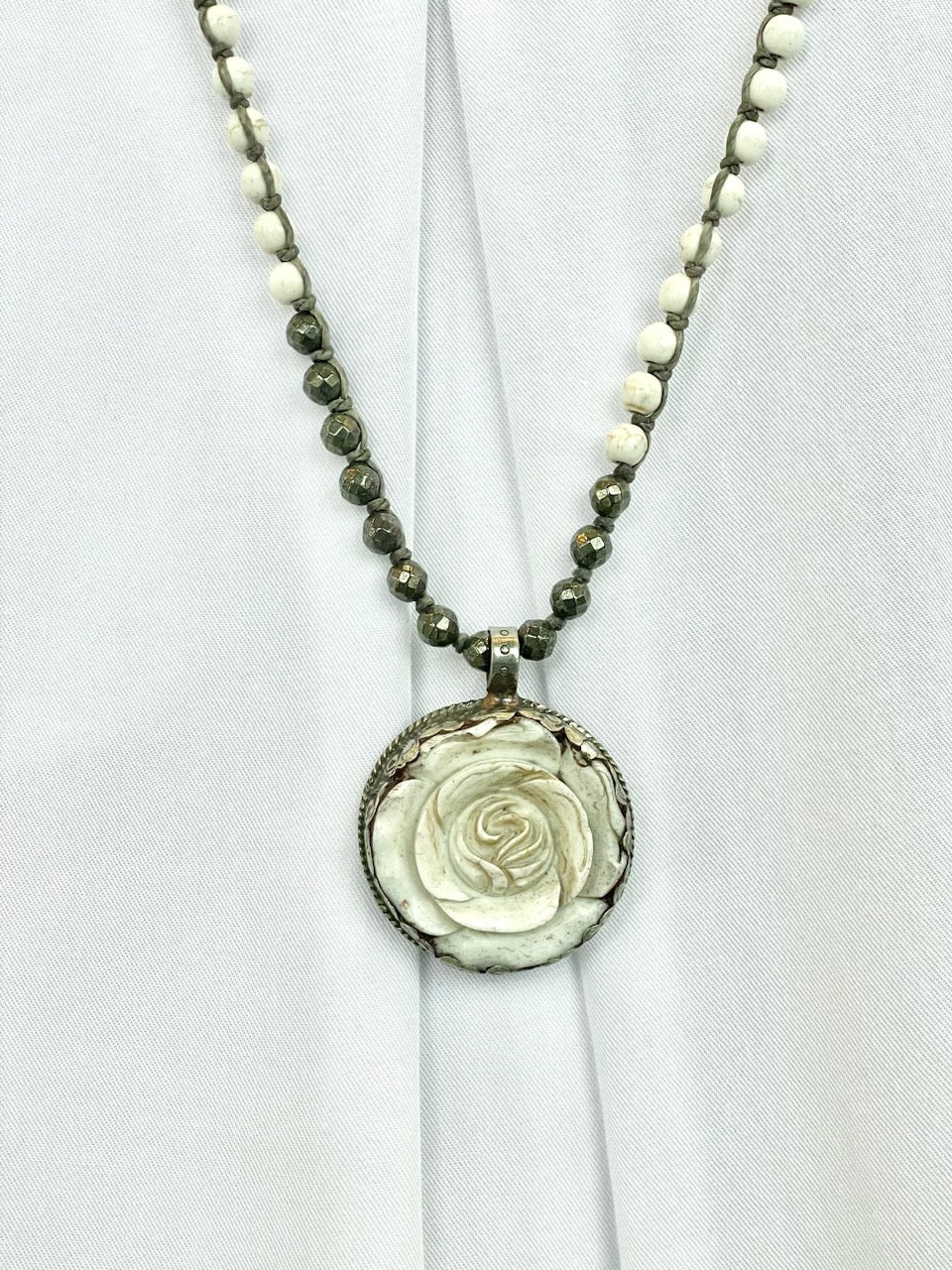 Rose White/Howlite Necklace by Paula Carvalho Designs