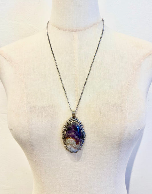 Amethyst Agate Gemstone Pendant by Dorjec Design