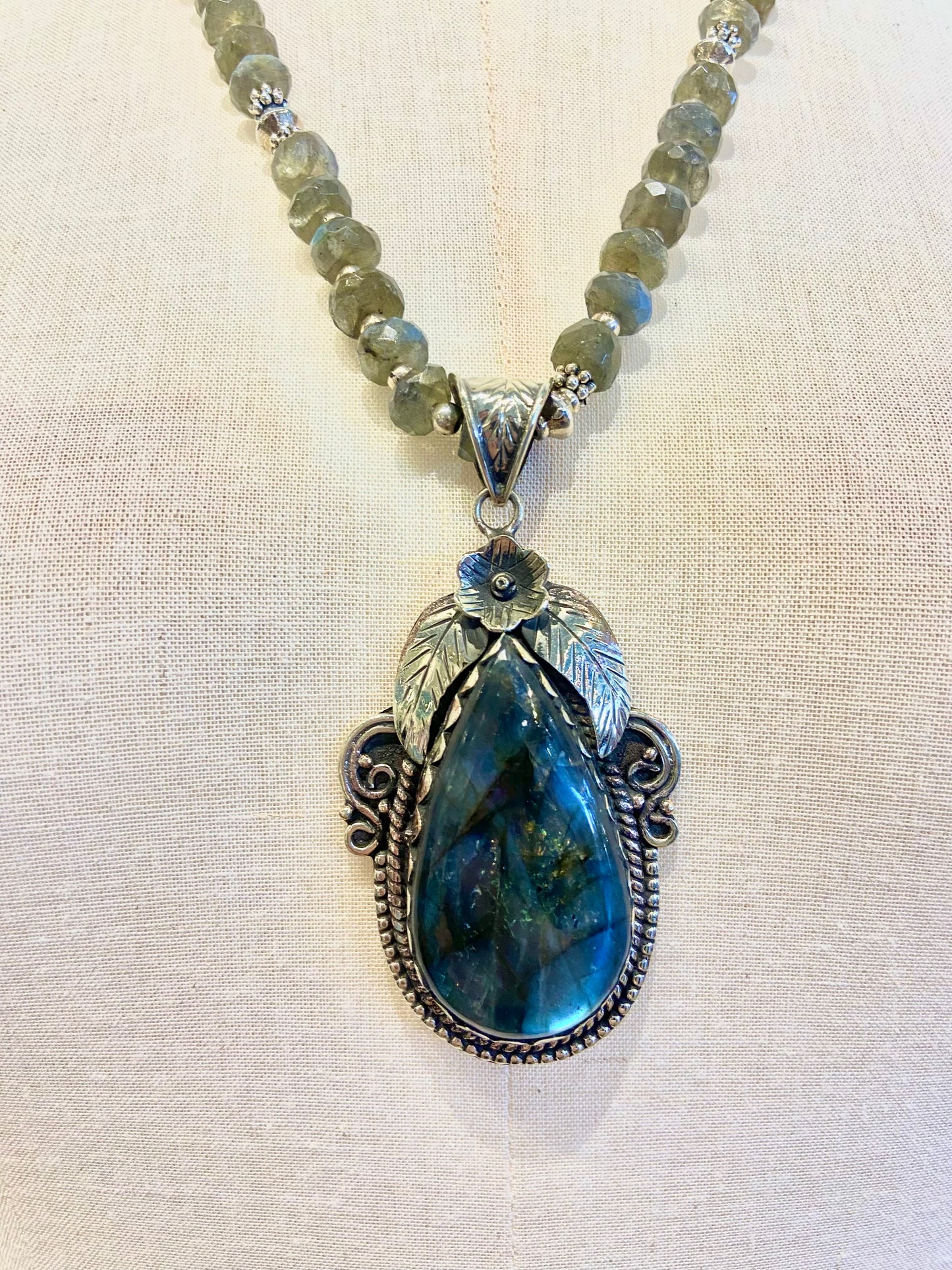Labradorite Gemstone by Dorjec Design with Labradorite Beaded Necklace