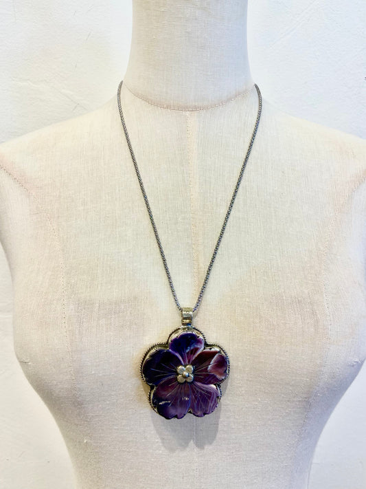 Purple Oyster Pendant Necklace by Dorjec Design