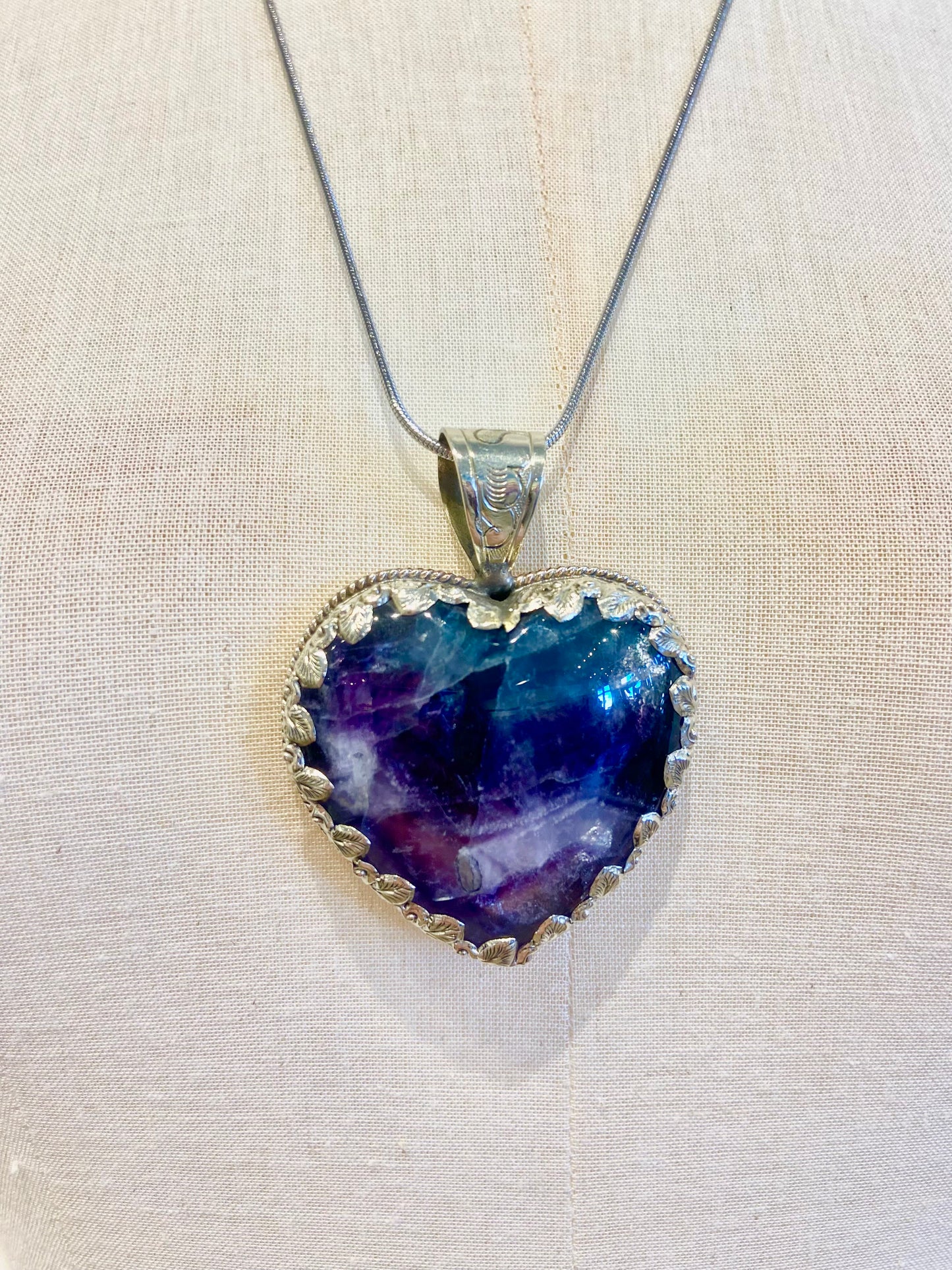 Fluorite Heart Gemstone Necklace by Dorjec Design