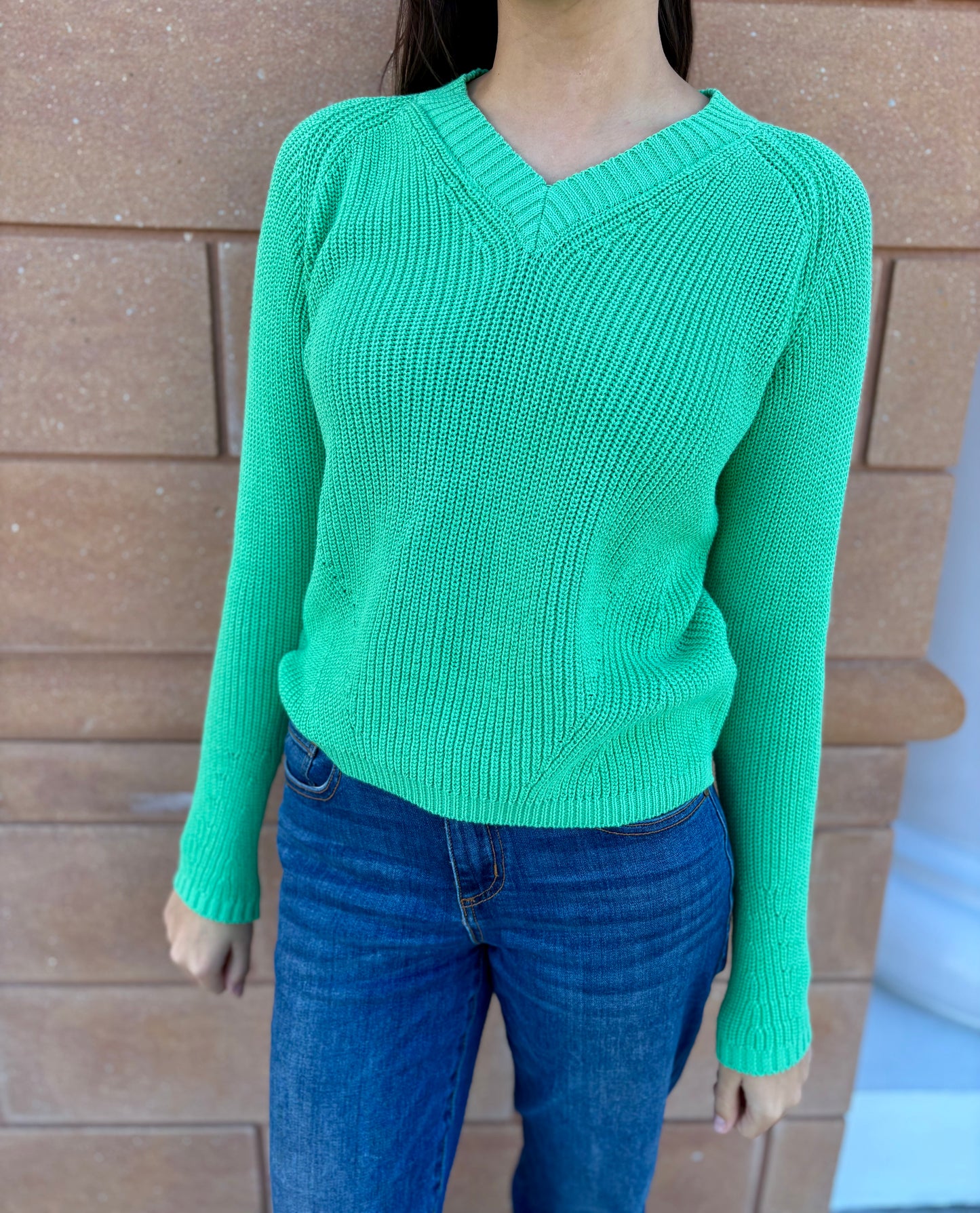 V-Neck Sweater by Pure Amici in Mint