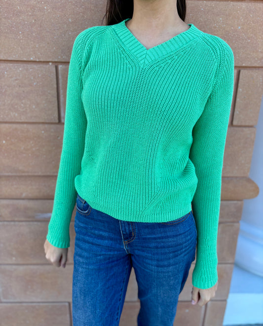 V-Neck Sweater by Pure Amici in Mint