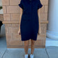 Cap Sleeve Collar Dress by Pure Amici in Navy