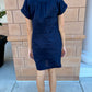 Cap Sleeve Collar Dress by Pure Amici in Navy