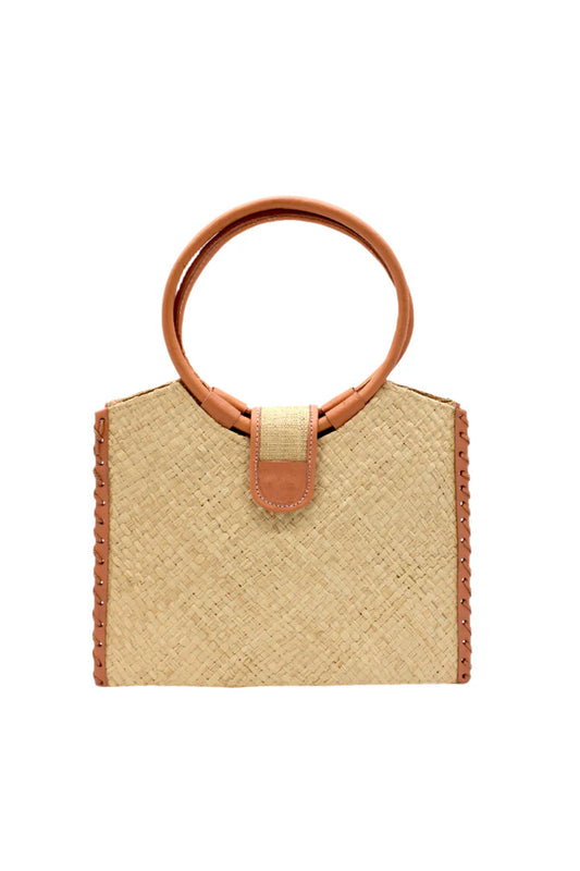 Ibiza Straw Handbag w/Leather Handles by Shebobo in Natural
