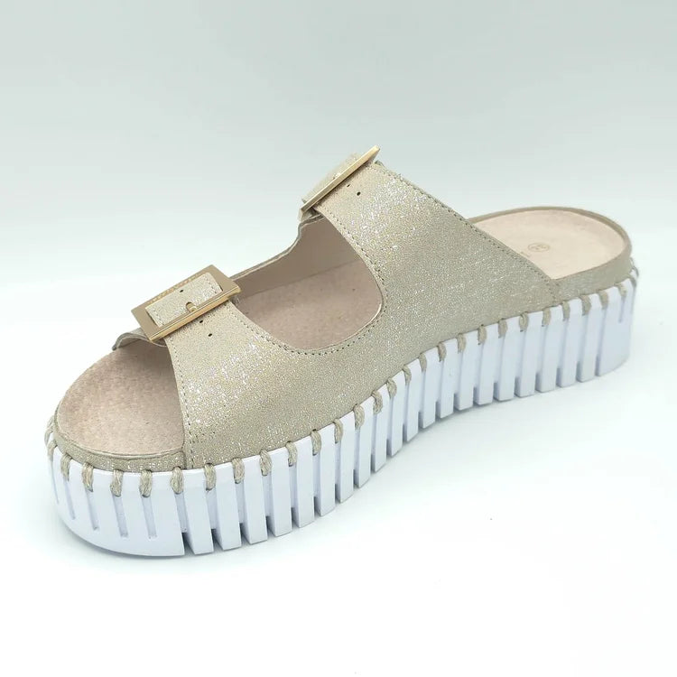 Tulip Slide Sandals by Ilse Jacobsen in Silver