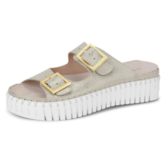 Tulip Slide Sandals by Ilse Jacobsen in Silver