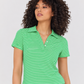 Striped Polo Top by Astrologie in Kelly Green/White