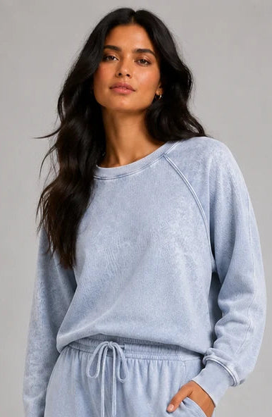 Asher Soft Crewneck Sweatshirt by Astrologie in Light Blue Wash