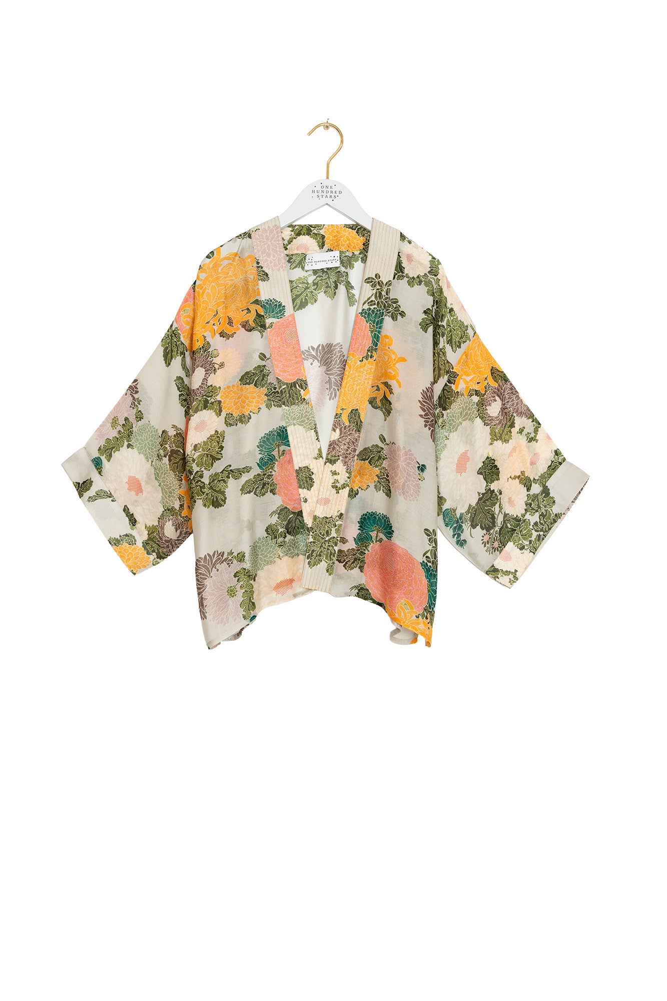Jacquard Kimono by One Hundred Stars in Putty