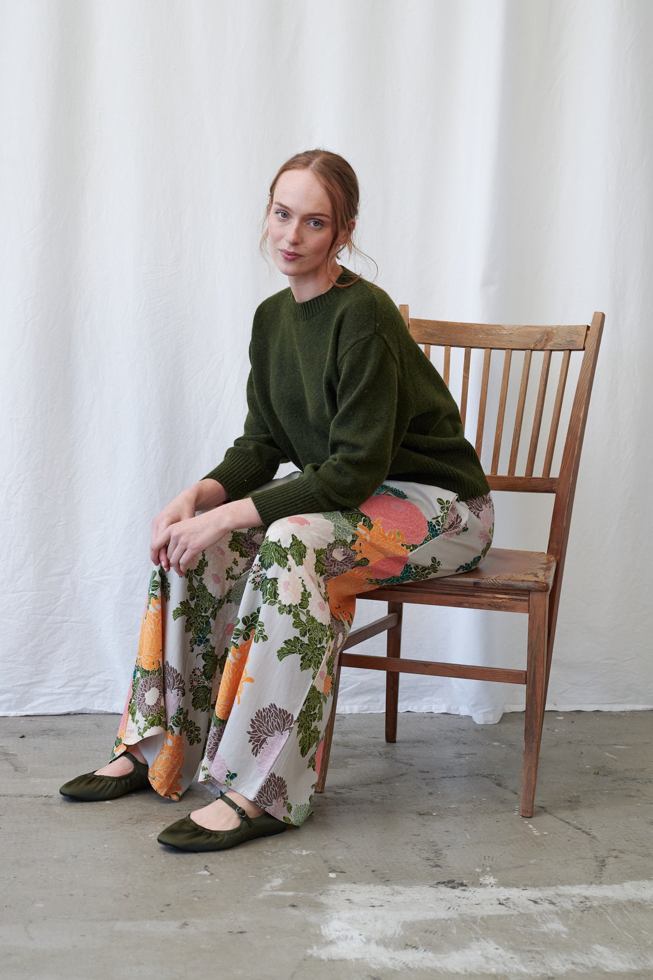 Jacquard Palazzo Pants by One Hundred Stars in Putty
