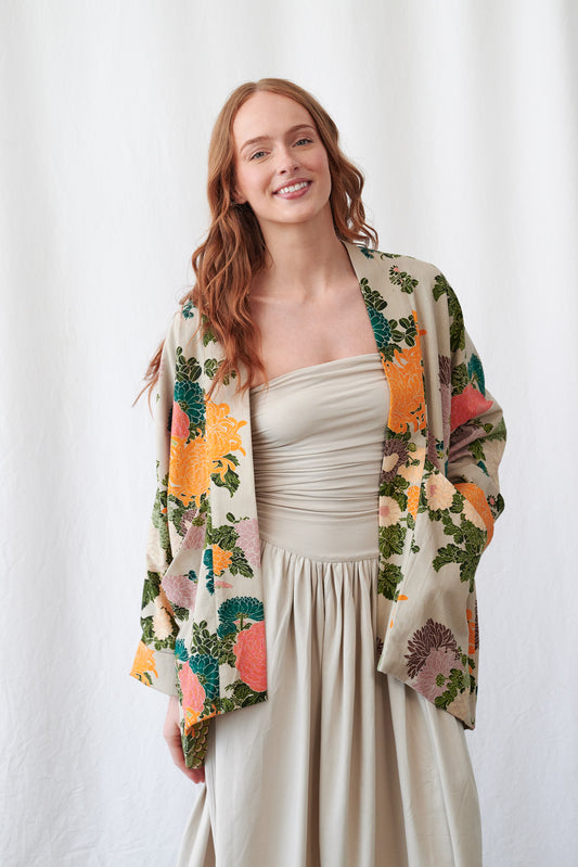 Jacquard Pocket Jacket by One Hundred Stars in Putty
