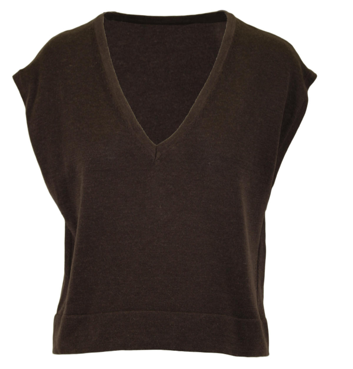 Bamboo Gilet Knit Sleeveless Sweater by Anonyme in Choko