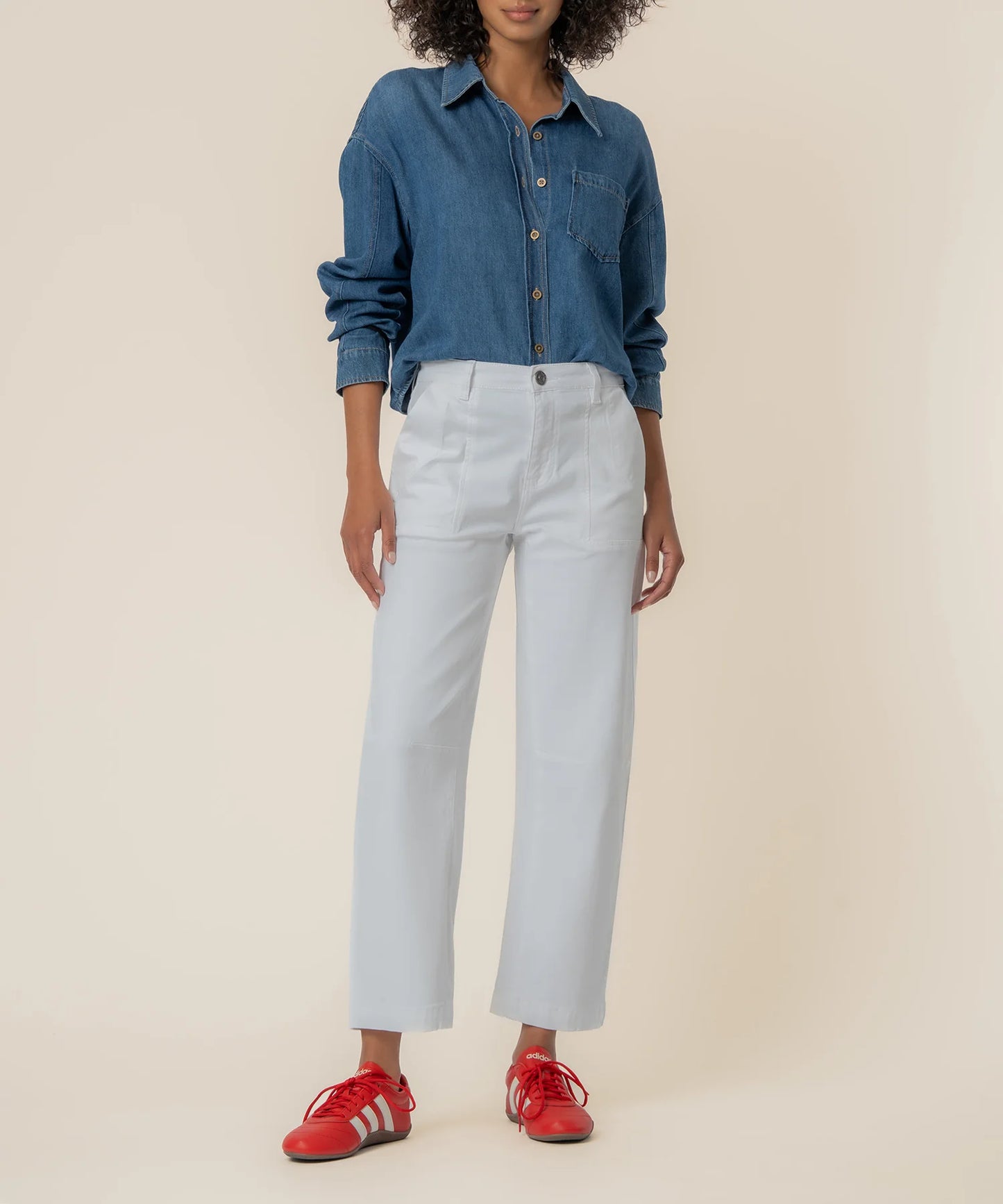 Ashton Wide Leg Barrel Pants by Kut from the Kloth in Optic White
