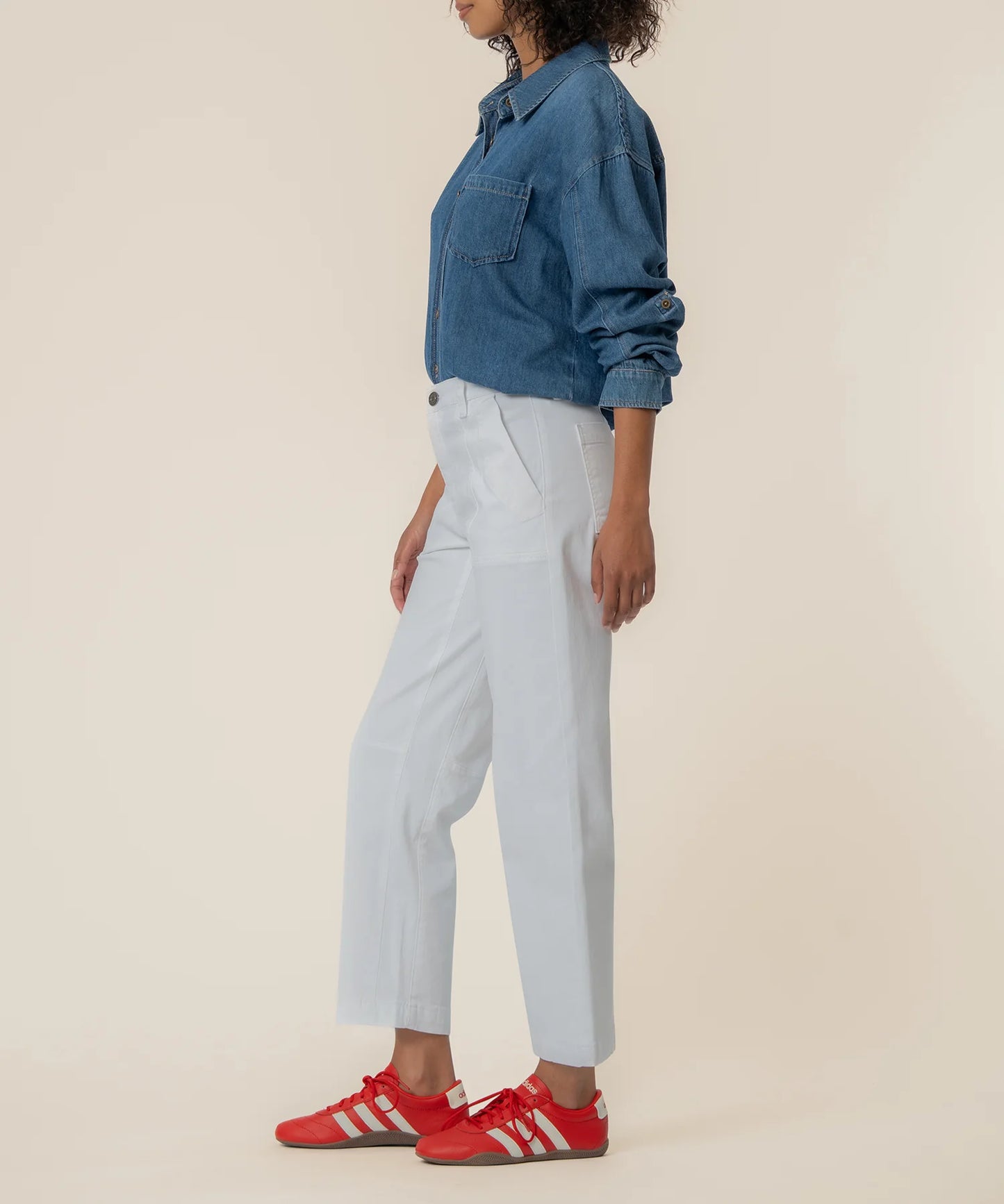 Ashton Wide Leg Barrel Pants by Kut from the Kloth in Optic White