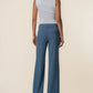 Meg Linen Wide Leg Pant with Seam Pocket by Kut from the Kloth in Coastal Blue