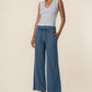 Meg Linen Wide Leg Pant with Seam Pocket by Kut from the Kloth in Coastal Blue