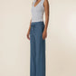 Meg Linen Wide Leg Pant with Seam Pocket by Kut from the Kloth in Coastal Blue