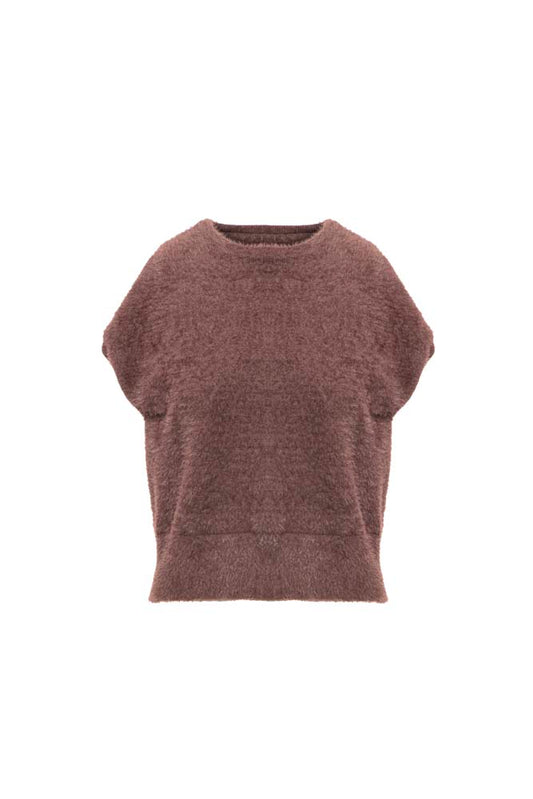 Wolf Knitwear Top by Anonyme in Brown