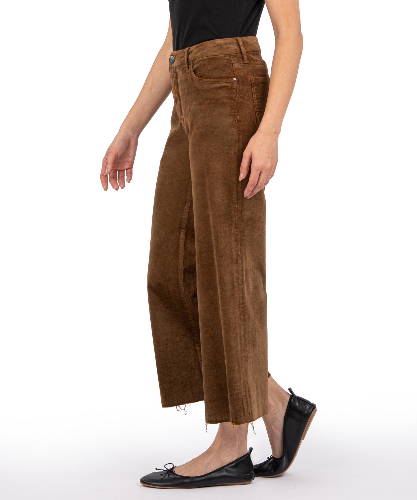 Meg High Rise Fab AB Wide Leg Raw Hem by Kut from the Kloth in Brunette