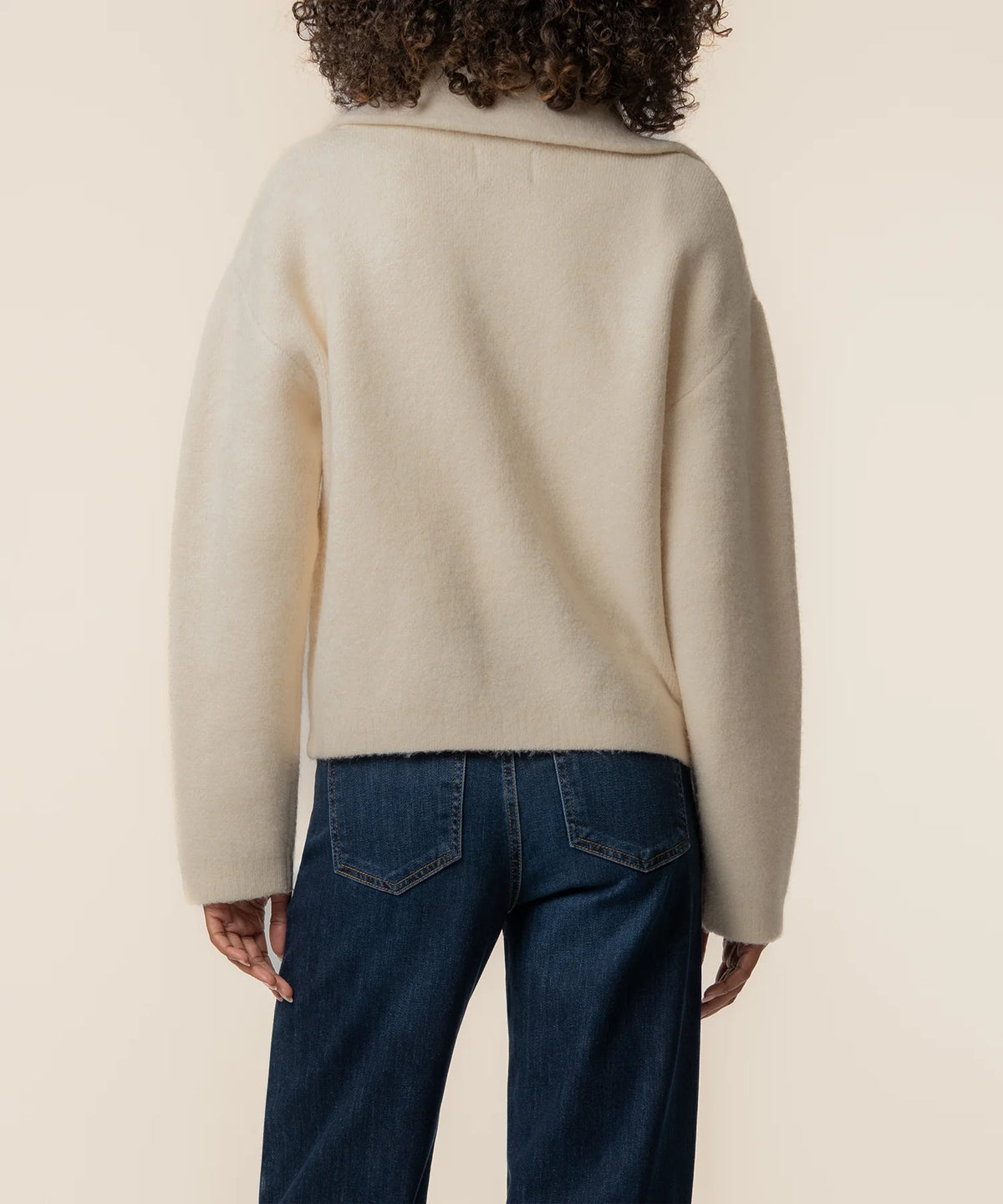 Rue Zip-Up Sweater Knit Jacket by Kut from the Kloth in Cream