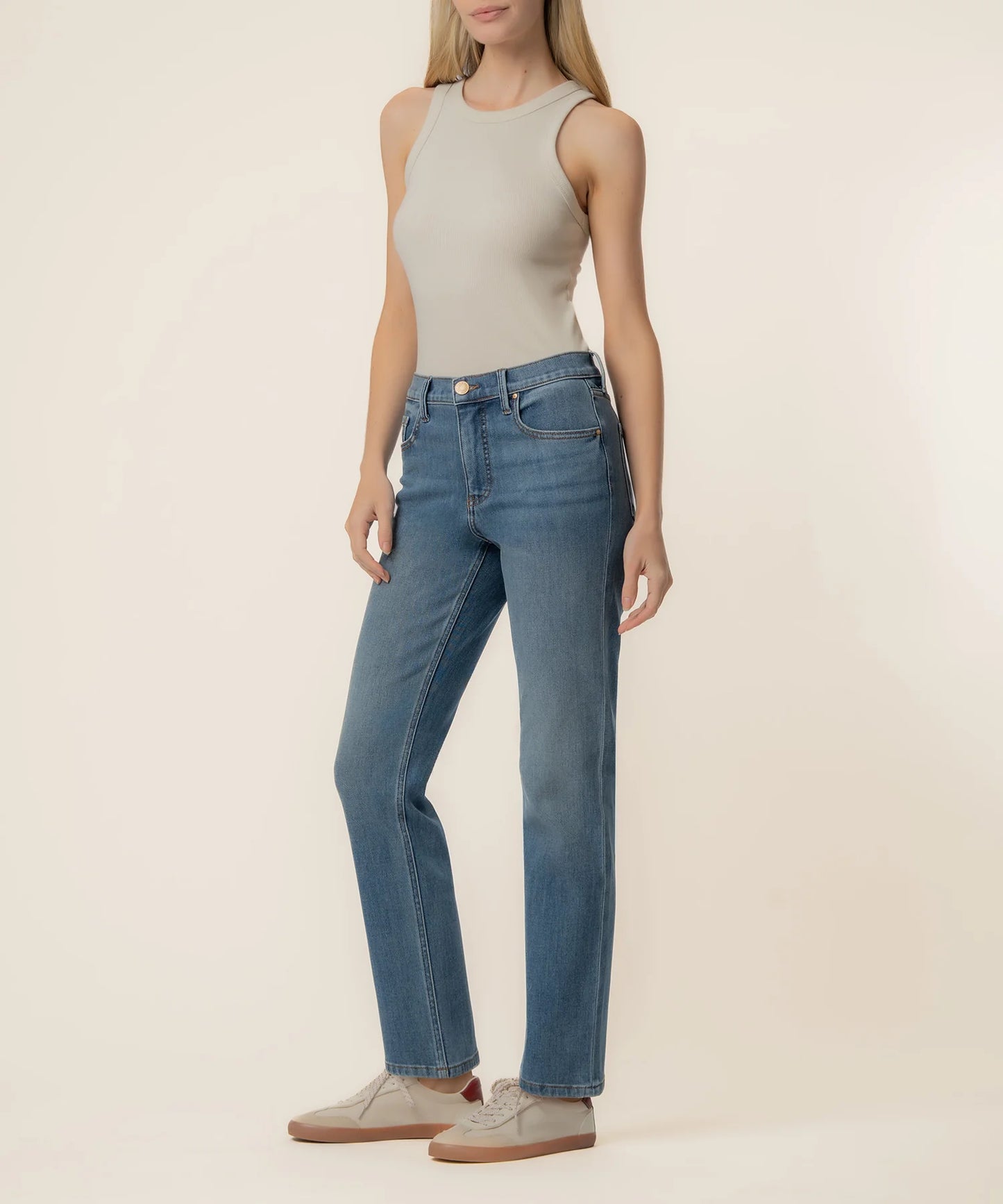 Blair High Rise Fab Ab Straight Leg Jeans by Kut from the Kloth in Thrive