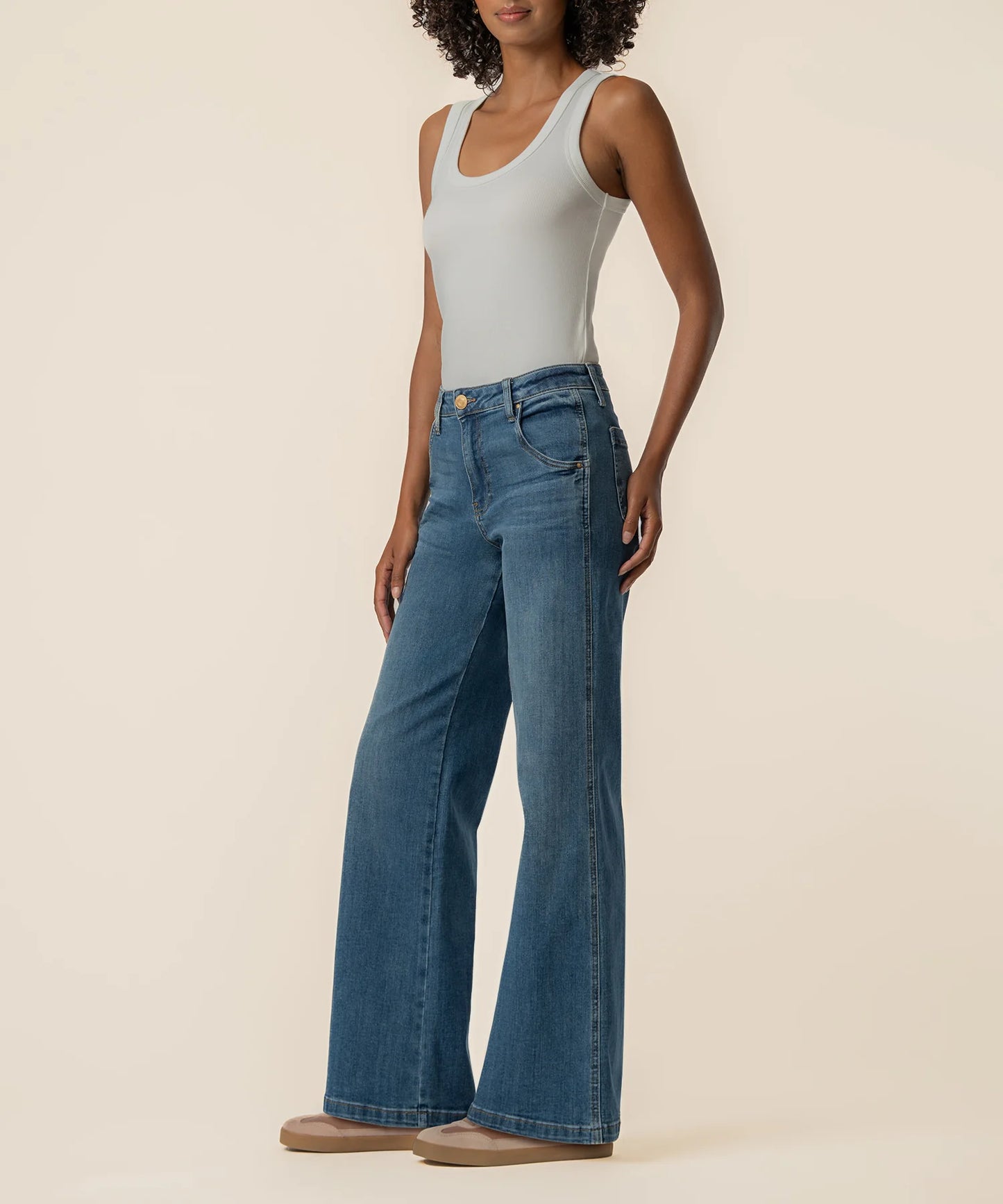 Jean High Rise Wide Leg Dip Scoop Jeans by Kut from the Kloth in Incandescent