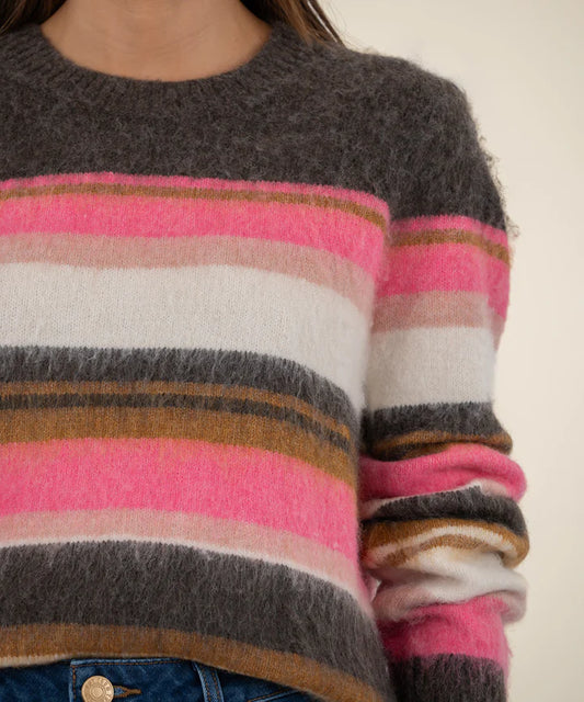 Elvira Striped Pullover Sweater by Kut from the Kloth in Brown and Pink
